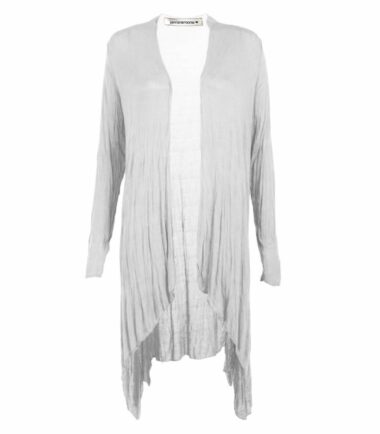 New Womens Plain Long Sleeve Open Front Stretchy Floaty Waterfall Cardigan Top