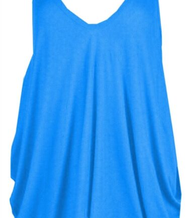 New Womens Strappy V Neck Baggy Fit Lagenlook Hanky Romper Summer Cami Vest Top