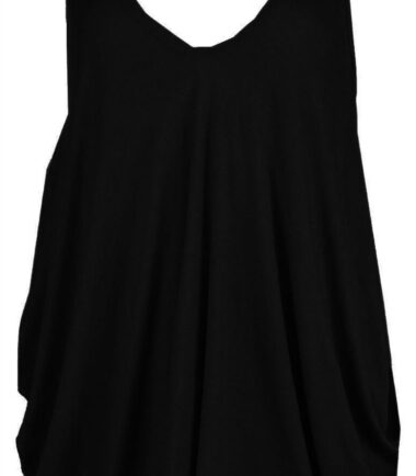 New Womens Strappy V Neck Baggy Fit Lagenlook Hanky Romper Summer Cami Vest Top