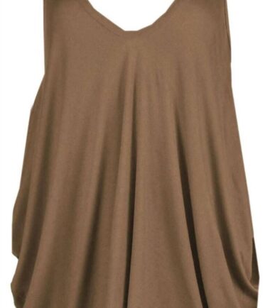 New Womens V Neck Plain Cami Romper Strappy Oversized Lagenlook Baggy Vest Top
