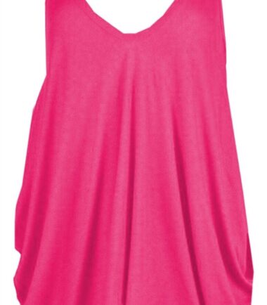 New Womens V Neck Plain Cami Romper Strappy Oversized Lagenlook Baggy Vest Top