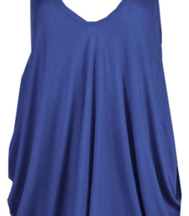 New Womens V Neck Plain Cami Romper Strappy Oversized Lagenlook Baggy Vest Top