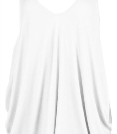 New Womens V Neck Plain Cami Romper Strappy Oversized Lagenlook Baggy Vest Top