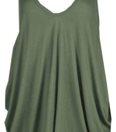 New Womens V Neck Plain Cami Romper Strappy Oversized Lagenlook Baggy Vest Top