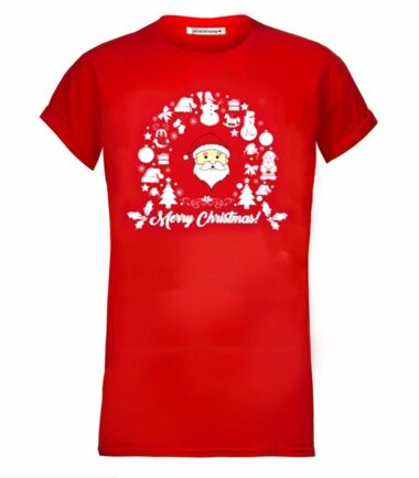 New Womens Mens Merry Christmas Reindeer Santa Novelty T-Shirt Unisex Xmas Top