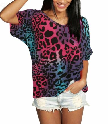 New-Womens-Turn-Up-Short-Sleeve-Plain-Printed-V-Neck-Loose-Baggy-Fit-T-Shirt-Top New Womens Turn Up Short Sleeve Plain Printed V Neck Loose Baggy Fit T-Shirt Top