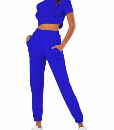 Womens-Short-Sleeve-Crop-Top-Joggers-Bottoms-2-Pcs-Set-Active-Sports-Loungewear Womens Short Sleeve Crop Top Joggers Bottoms 2 Pcs Set Active Sports Loungewear