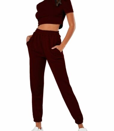 Womens-Short-Sleeve-Crop-Top-Joggers-Bottoms-2-Pcs-Set-Active-Sports-Loungewear Womens Short Sleeve Crop Top Joggers Bottoms 2 Pcs Set Active Sports Loungewear