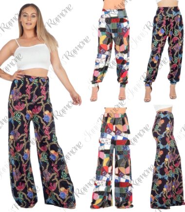 New Womens Patch Work Full Length Harem Alibaba Hippie Leggings Palazzo Trousers