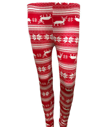 GIRLS CHRISTMAS LEGGINGS BLACK RED REINDEER KIDS XMAS OUTFIT 3-13 YEARS FESTIVE