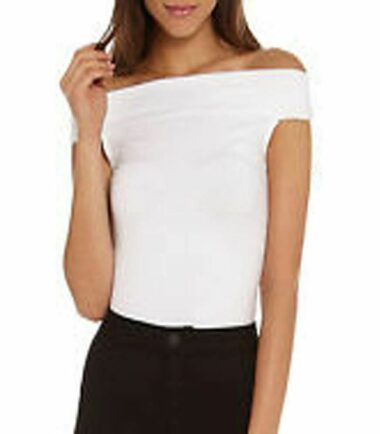 New Womens Printed Sleeveless Bardot Off Shoulder Leotard Bodysuit Stretchy Top
