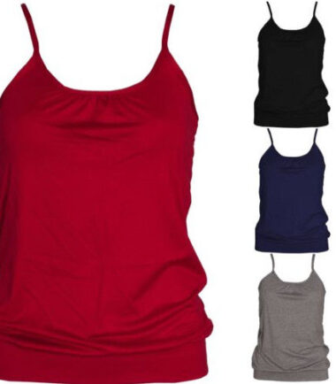 WOMENS GATHERED VEST TOP TANK STRAPPY PLUS SIZE LADIES CAMI SHORT BODYCON JERSEY