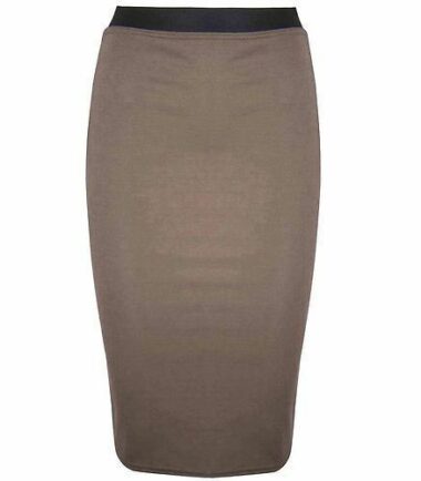 NEW WOMENS LADIES MIDI PENCIL PLAIN STRIPED BODYCON HIGH WAIST TUBE WIGGLE SKIRT