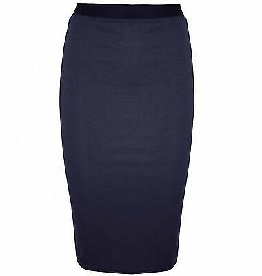 NEW WOMENS LADIES MIDI PENCIL PLAIN STRIPED BODYCON HIGH WAIST TUBE WIGGLE SKIRT