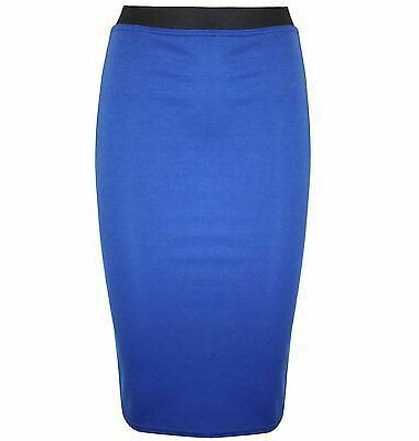 NEW WOMENS LADIES MIDI PENCIL PLAIN STRIPED BODYCON HIGH WAIST TUBE WIGGLE SKIRT