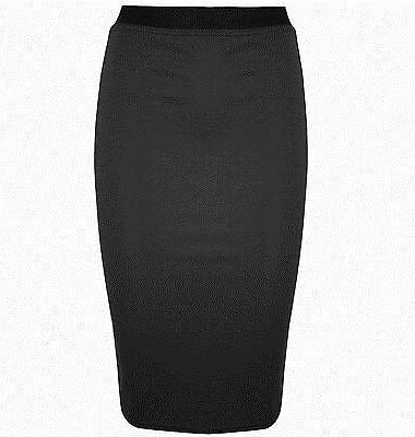 NEW WOMENS LADIES MIDI PENCIL PLAIN STRIPED BODYCON HIGH WAIST TUBE WIGGLE SKIRT
