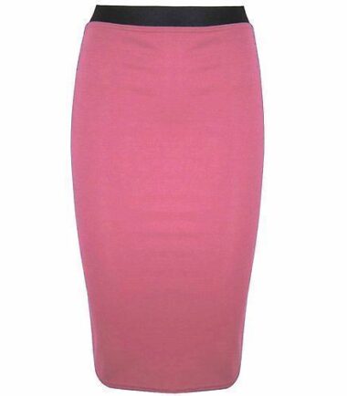 NEW WOMENS LADIES MIDI PENCIL PLAIN STRIPED BODYCON HIGH WAIST TUBE WIGGLE SKIRT