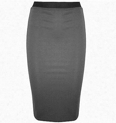 NEW WOMENS LADIES MIDI PENCIL PLAIN STRIPED BODYCON HIGH WAIST TUBE WIGGLE SKIRT
