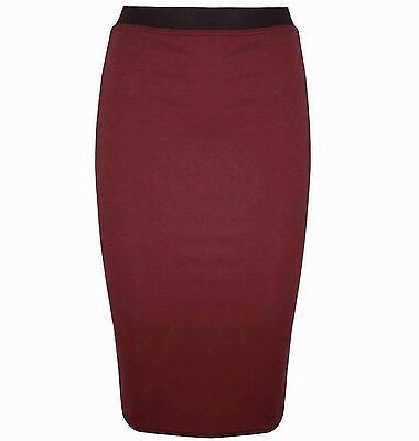 NEW WOMENS LADIES MIDI PENCIL PLAIN STRIPED BODYCON HIGH WAIST TUBE WIGGLE SKIRT