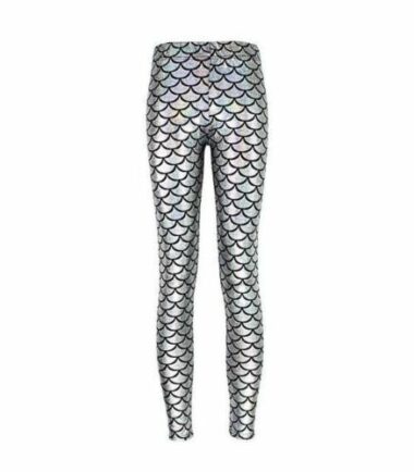 GIRLS METALLIC FISH SCALE LEGGINGS MERMAID KIDS SHINY FOIL CHILDRENS 3-13 YEARS