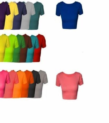 NEW-WOMENS-LADIES-PLAIN-CROP-TOP-T-SHIRT-CAP-SLEEVE-ROUND-NECK-MINI-TOPS-8-14 NEW WOMENS LADIES PLAIN CROP TOP T SHIRT CAP SLEEVE ROUND NECK MINI TOPS 8-14