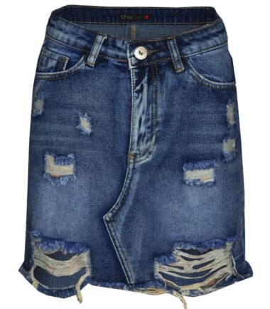 New Womens Extreme Ripped Zip Bodycon High Waisted Fashionable Denim Mini Skirt