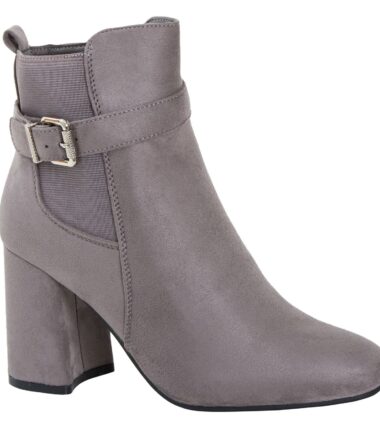 Womens Ladies Black Buckle Ankle Suede Zip Up Block Heel Ladies Boots Shoes UK