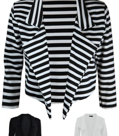 New Womens Waterfall 3/4 Sleeve Cropped Plus Size Casual Formal Blazer Top