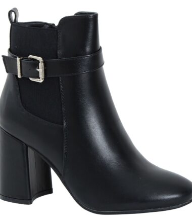 Womens Ladies Black Buckle Ankle Suede Zip Up Block Heel Ladies Boots Shoes UK