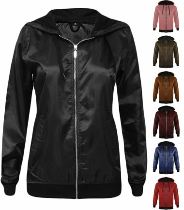 New Womens Festival Lightweight Anorak Rain Coat Bomber Top Jacket