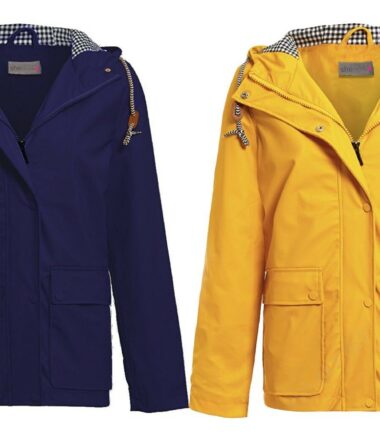 New Womens Hooded Toggle Kagool Plain Outdoor Waterproof Rain Coat Jacket