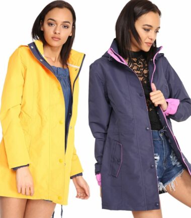 New Womens Hooded Kagool Plain Outdoor Waterproof Rain Coat Jacket