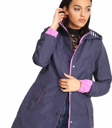 New Womens Hooded Kagool Plain Outdoor Waterproof Rain Coat Jacket