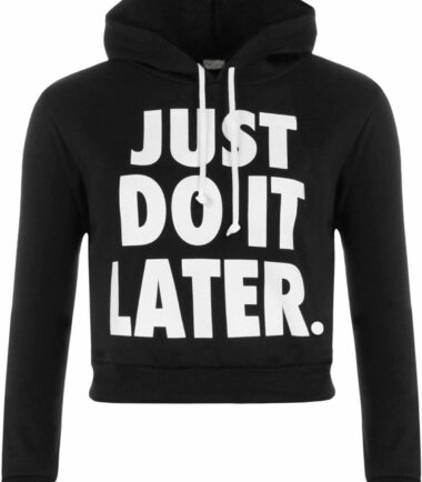 Womens Just Do It Later Graphic Motif Cropped Sweat Top Casual Hoodie