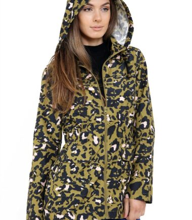 New Womens Bold Camo Print Lightweight Parka Fishtail Showerproof Rain Coat