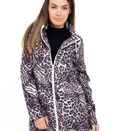 New Womens Fishtail Lightweight Animal Print Parka Showerproof Rain Jacket