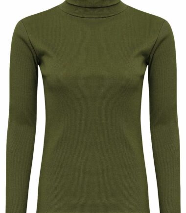 Womens Girls Plain Long Sleeves Polo Turtle Neck Stretchy Slim T-Shirt Top