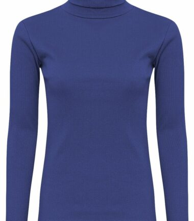 Womens Girls Plain Long Sleeves Polo Turtle Neck Stretchy Slim T-Shirt Top