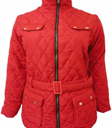 Womens Padded Belted With Pockets Quilted Collar Plus Size Winter Jacket Coat