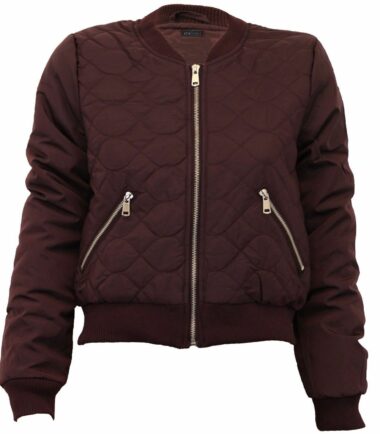 Womens Brave Soul Vintage Plain Quilted MA1 Winter Bomber Jacket