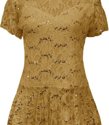 Womens Plus Size Sequin Lace Frill Peplum Top UK 14 To 28
