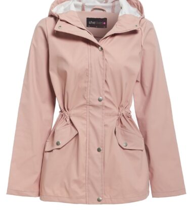 Womens Hooded Poppered Flap Zipped Raincoat Kagool Cagoule Jacket Mac 8-16