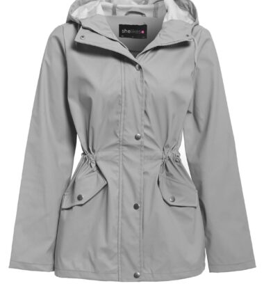 Womens Hooded Poppered Flap Zipped Raincoat Kagool Cagoule Jacket Mac 8-16
