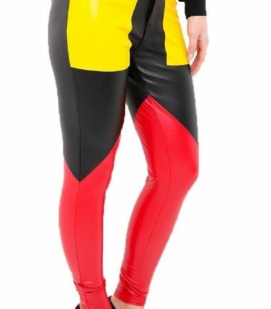 Womens Ladies Black And White Leather Look PU Patch Trouser Leggings 6-14