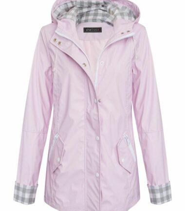 Womens Ladies Shower Proof Contrast Check Girls Rain Mac Pastel Jacket Coat