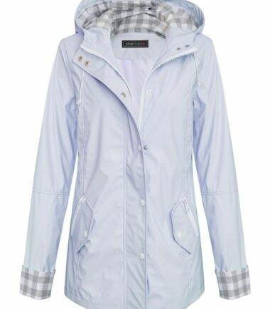 Womens Ladies Shower Proof Contrast Check Girls Rain Mac Pastel Jacket Coat