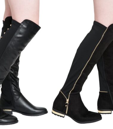 Womens Winter PU Glossy Faux Suede Knee High Block Heel Zip Lace Up Shoes Boots