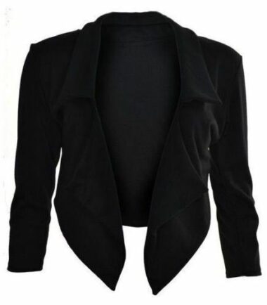 New Womens Waterfall 3/4 Sleeve Cropped Plus Size Casual Formal Blazer Top